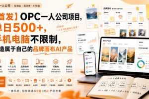 【首发】OPC一人公司项目，单日500+，手机电脑不限制，打造属于自己的品牌画布AI产品，收费陪跑【揭秘】