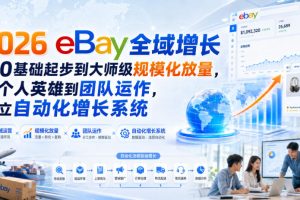 2026 eBay全域增长,从0基础起步到大师级规模化放量,从个人英雄到团队运作,建立自动化增长系统
