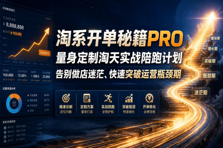 淘系开单秘籍PRO，量身定制淘天实战陪跑计划，告别做店迷茫、快速突破运营瓶颈期（更新260823）