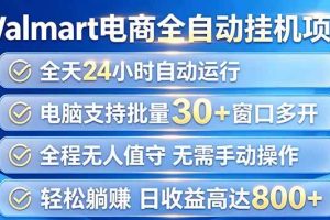(20033期)Walmart(沃尔玛)浏览全自动挂机项目,单账号日收益20+ 单电脑日收益可达1000+