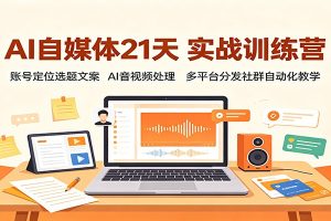 AI自媒体21天实战训练营:账号定位选题文案,AI音视频处理,多平台分发社群自动化教学