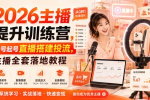 2026主播提升训练营，账号起号直播搭建投流，主播全套落地教程