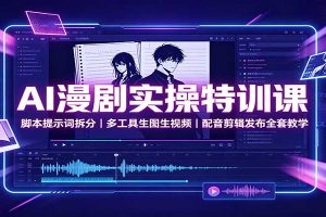 AI漫剧实操特训课:脚本提示词拆分,多工具生图生视频,配音剪辑发布全套教学