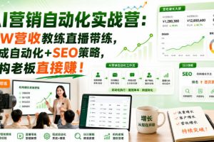 AI营销自动化实战营：百W营收教练直播带练，现成自动化+SEO策略，机构老板直接賺！【原创双语字幕】