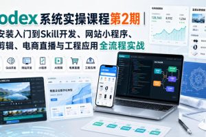 Codex系统实操课程第2期|从安装入门到Skill开发、网站小程序、AI剪辑、电商直播与工程应用全流程实战