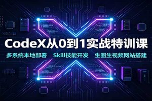 CodeX从0到1实战特训课:多系统本地部署,Skill技能开发,生图生视频网站搭建