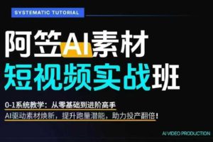 AI视频素材实战班，0-1系统教学，从零基础到进阶高手AI驱动素材焕新，提升跑量潜能，助力投产翻倍（更新）