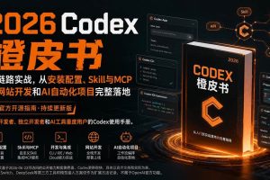 （20105期）2026Codex橙皮书：全链路实战，从安装配置、Skill与MCP到网站开发和AI自动化项目完整落地