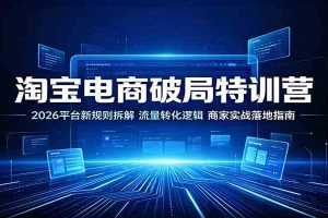 淘宝电商破局特训营：2026平台新规则拆解，流量转化逻辑，商家实战落地指南