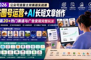 (20153期)公众号流量主双赛道实战课:贴图号运营+AI长短文章创作,覆盖20+热门赛道与广告变现完整玩法