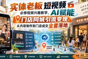 实体老板短视频必修视频兴趣教学，AI赋能门店同城引流变现，AI+短视频+直播打爆实体客流量