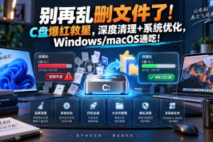 别再乱删文件了！C盘爆红救星，深度清理+系统优化，Windows/macOS通吃！