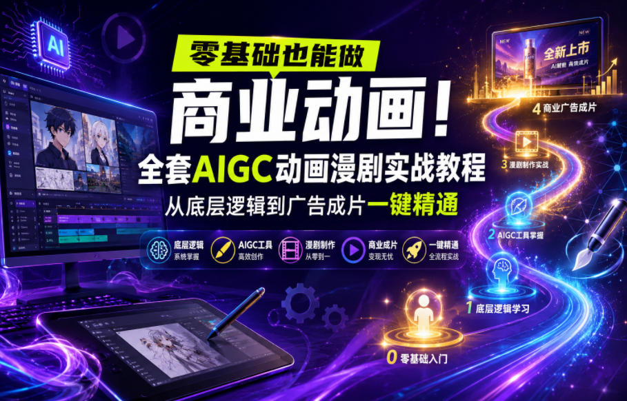 零基础也能做商业动画！全套AIGC动画漫剧实战教程，从底层逻辑到广告成片一键精通（更新0905）