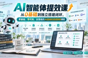 AI智能体提效课，从0基础到独立搭建闭环，零基础、零代码、全落地的AI自动化实战系统课程