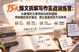 （20271期）15天爆文拆解写作实战训练营：从看懂好文章到拆出结构逻辑，再到模仿高手笔法，建立系统写作方法体系