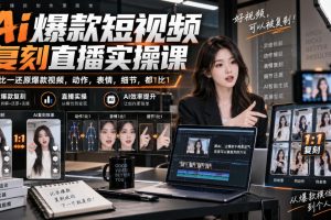 天诺老吴Ai爆款短视频复刻直播实操课，一比一还原爆款视频，动作，表情，细节，都1比1