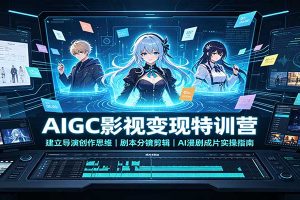 AIGC影视变现特训营:建立导演创作思维,剧本分镜剪辑,AI漫剧成片实操指南