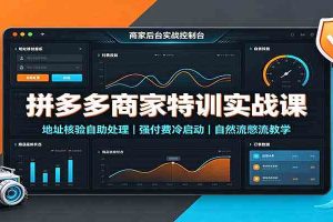拼多多商家特训实战课:地址核验自助处理,强付费冷启动,自然流憋流教学