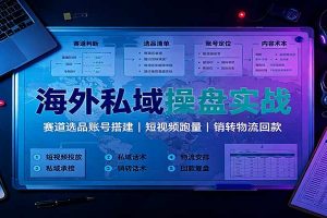 海外私域操盘实战:赛道选品账号搭建,短视频跑量,销转物流回款