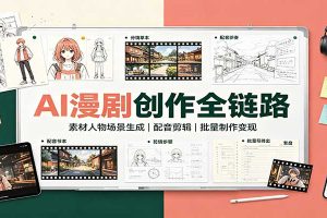 AI漫剧创作全链路:素材人物场景生成,配音剪辑,批量制作变现