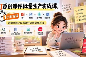 （20351期）AI原创课件批量生产实战课：1小时完成PPT+教案+逐字稿+说课稿，系统掌握小红书课件运营变现方法
