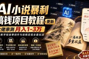 （20357期）AI小说短故事暴利搞钱项目教程-更新，大佬亲测月入1-3万，从零教学短故事创作与投稿变现全套玩法
