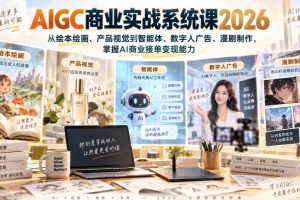 AIGC商业实战系统课2026，从绘本绘画、产品视觉到智能体、数字人广告、漫剧制作，掌握AI商业接单变现能力