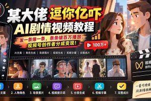 (20388期)某大佬逗你亿吓AI低模剧情视频制作教程:发一条爆一条,条条破百万播放,利用视频号创作者分成变现!