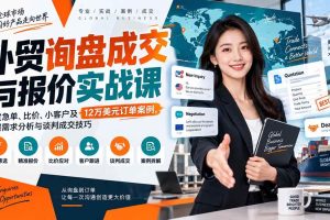（20424期）外贸询盘成交与报价实战课：通过急单、比价、小客户及12万美元订单案例，掌握需求分析与谈判成交技巧