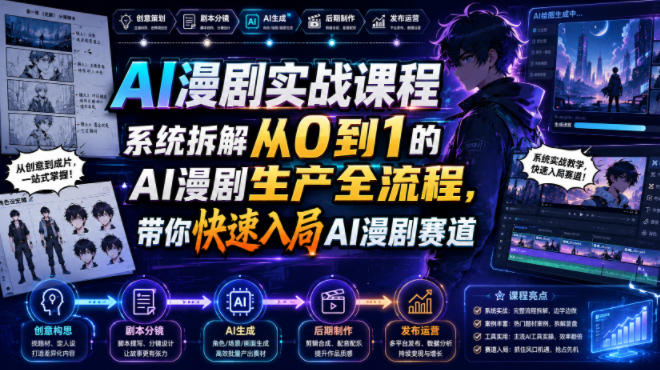 AI漫剧实战课程,系统拆解从0到1的AI漫剧生产全流程,带你快速入局AI漫剧赛道(更新)