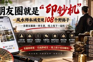 (20464期)朋友圈就是“印钞机”,风水师私域变现108个野路子,一条朋友圈换一单生意,线上线下一起吃【文档】