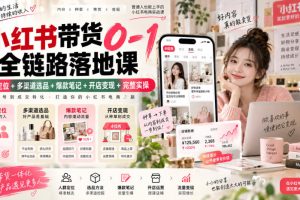 小红书带货0-1全链路落地课｜人群定位+多渠道选品+爆款笔记+开店变现完整实操