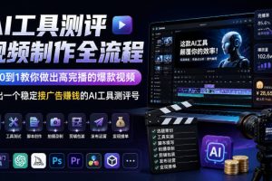 AI工具测评视频制作全流程，从0到1教你做出高完播的爆款视频，做出一个稳定接广告賺钱的AI工具测评号