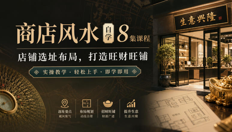 商店风水自学8集课程｜店铺选址布局，打造旺财旺铺实操教学