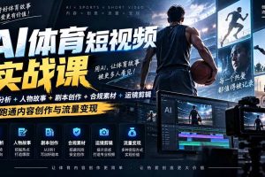 （20515期）AI体育短视频赛道顶级玩法｜赛道分析+人物故事+剧本创作+版权处理+运镜剪辑，跑通流量变现-日赚1K+