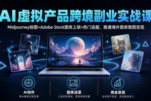 (20514期)AI虚拟产品跨境副业实战课|Midjourney绘图+Adobe Stock图库上架+热门选题,跑通海外图库售图变现