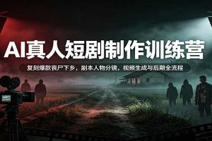 AI真人短剧制作训练营:复刻爆款丧尸下乡,剧本人物分镜,视频生成与后期全流程