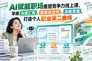 AI赋能职场重塑竞争力线上课,掌握沟通汇报、数据自动化、战略思维,打造个人职业第二曲线