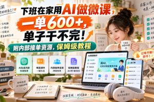 下班在家用AI做微课,一单600+,单子干不完!附内部接单资源,保姆级教程【揭秘】
