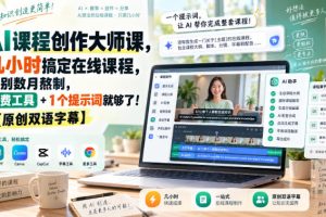 AI课程创作大师课,几小时搞定在线课程,告别数月熬制,免费工具+1个提示词就够了!【原创双语字幕】