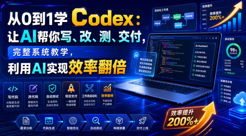从0到1学Codex:让AI帮你写、改、测、交付,完整系统教学,利用AI实现效率翻倍(更新0918)