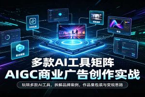 AIGC商业广告创作实战：玩转多款AI工具，拆解品牌案例，作品集包装与变现思路