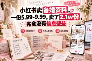 小红书卖备婚资料,一份5.99-9.99,卖了2.1w份,完全没有信息壁垒