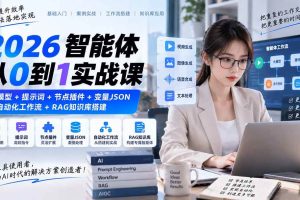 (20546期)2026智能体从0到1实战课|大模型+提示词+节点插件+变量JSON+自动化工作流+RAG知识库搭建