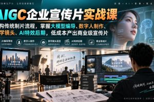 AIGC企业宣传片实战课,重构传统制片流程,掌握大模型编导、数字人制作、美学镜头、AI特效后期,低成本产出商业级宣传片