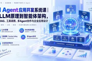 (20564期)AI Agent应用开发系统课-179节|从LLM原理到智能体架构,掌握RAG、工具调用、多Agent协作与企业应用设计