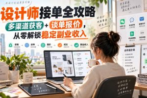 设计师接单全攻略-无水印,多渠道获客+谈单报价,从零解锁稳定副业收入