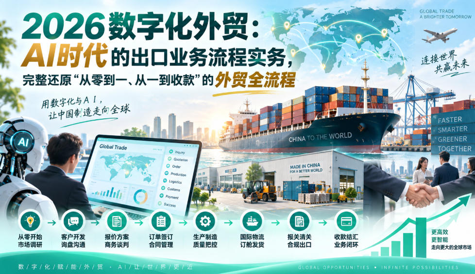 2026数字化外贸:AI时代的出口业务流程实务,完整还原”从零到一、从一到收款”的外贸全流程